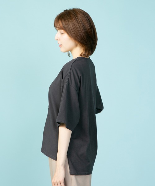 fort point(フォーポイント)の「【FORT POINT/フォートポイント】ナチュラル派のシンプル刺繍Tシャツ 5分袖 オーバーサイズ ビッグシルエット(Tシャツ/カットソー・レディース・チャコールグレー/ラベンダー/ライトグリーン/オフホワイト・FREE)」の21枚目の写真