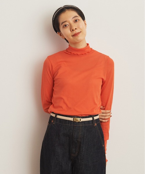 CHILD WOMAN（チャイルドウーマン）の「Kanadeフライス タートルネックプルオーバー（Tシャツ/カットソー・レディース・ピンク/ブルー/オレンジ/ベージュ・FREE）」の4枚目の写真