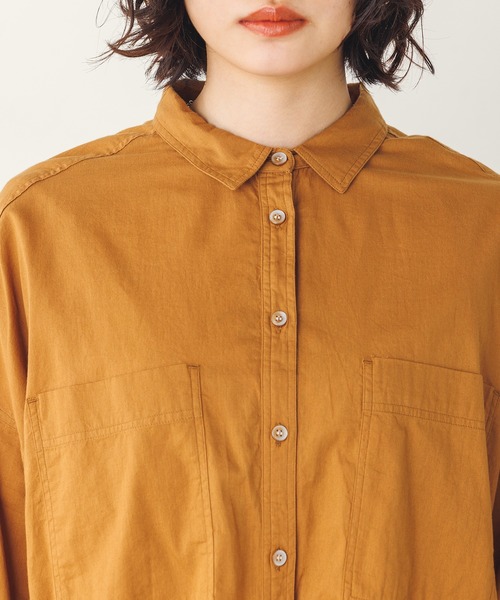 lil nina（リルニーナ）の「キャンブリックボイル 無地 オーバー長袖シャツ（シャツ/ブラウス・レディース・ネイビー/パープル/タン/ホワイト/ライトブラウン・FREE）」の17枚目の写真