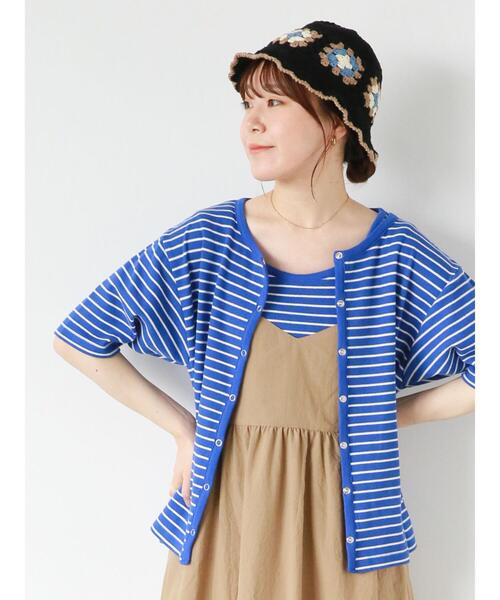 ehka sopo（エヘカソポ）の「ボーダーテレコカーディガン（カーディガン/ボレロ・レディース・ブラック/オレンジ/グリーン/ブルー・F）」の4枚目の写真