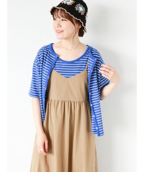 ehka sopo（エヘカソポ）の「ボーダーテレコカーディガン（カーディガン/ボレロ・レディース・ブラック/オレンジ/グリーン/ブルー・F）」の10枚目の写真