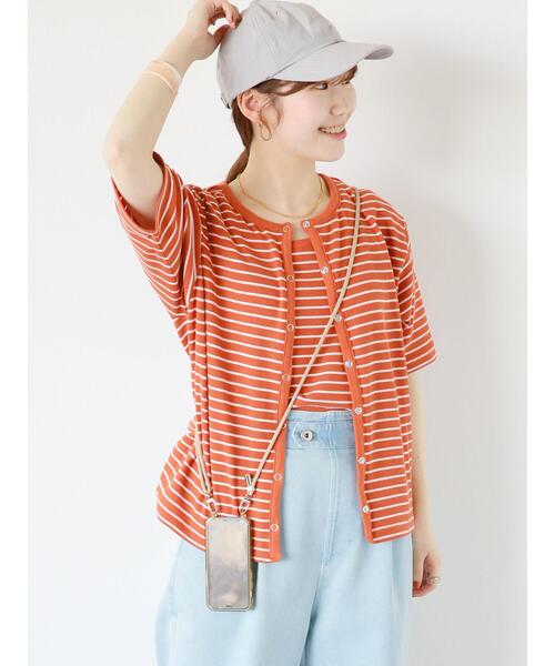 ehka sopo（エヘカソポ）の「ボーダーテレコカーディガン（カーディガン/ボレロ・レディース・ブラック/オレンジ/グリーン/ブルー・F）」の21枚目の写真