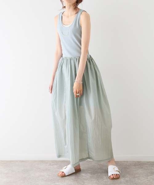 AMOMENTO / アモーメント】 SHEER JERSEY DRESSワンピース（ワンピース