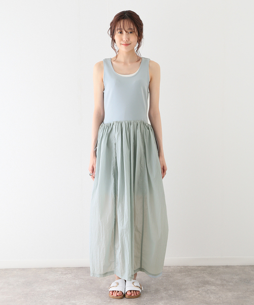 SLOBE IENA(スローブイエナ)の「【AMOMENTO / アモーメント】 SHEER JERSEY DRESSワンピース(ワンピース・レディース・ブルー/ブラック・FREE)」の5枚目の写真