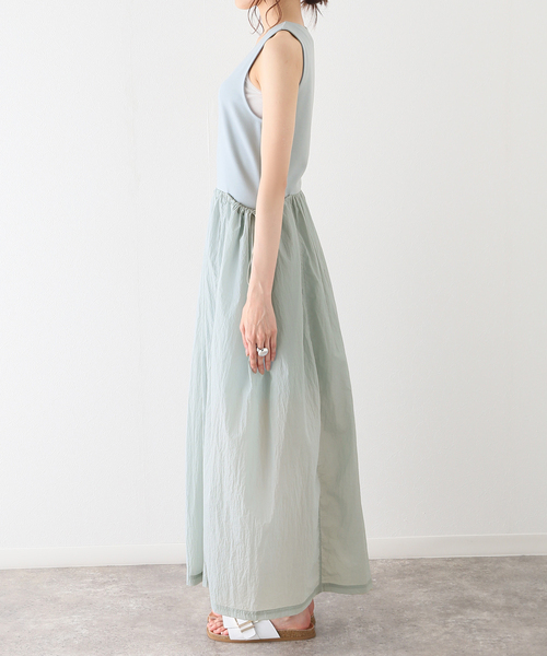 SLOBE IENA(スローブイエナ)の「【AMOMENTO / アモーメント】 SHEER JERSEY DRESSワンピース(ワンピース・レディース・ブルー/ブラック・FREE)」の7枚目の写真