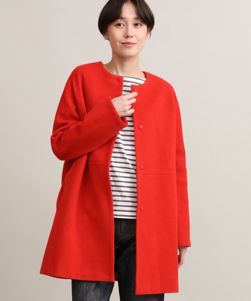 【セール】ノーカラーコート《Super110's Wool》（ノーカラーコート）｜I.T.'S international（イッツインターナショナル）