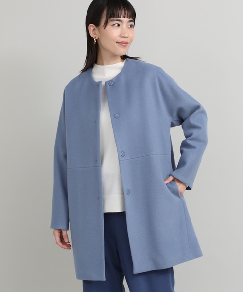 【セール】ノーカラーコート《Super110's Wool》（ノーカラーコート）｜I.T.'S international（イッツインターナショナル）