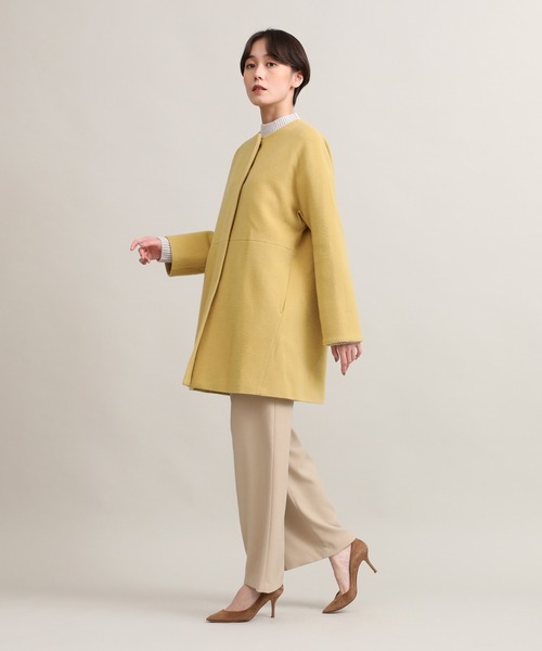 【セール】ノーカラーコート《Super110's Wool》（ノーカラーコート）｜I.T.'S international（イッツインターナショナル）