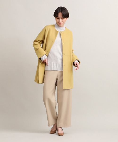 【セール】ノーカラーコート《Super110's Wool》（ノーカラーコート）｜I.T.'S international（イッツインターナショナル）