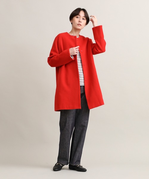 【セール】ノーカラーコート《Super110's Wool》（ノーカラーコート）｜I.T.'S international（イッツインターナショナル）