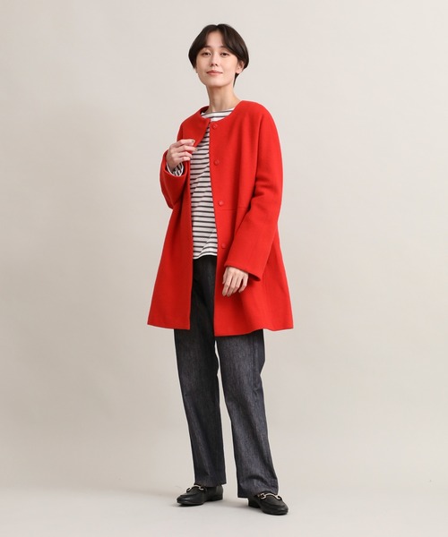 【セール】ノーカラーコート《Super110's Wool》（ノーカラーコート）｜I.T.'S international（イッツインターナショナル）