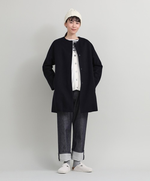 【セール】ノーカラーコート《Super110's Wool》（ノーカラーコート）｜I.T.'S international（イッツインターナショナル）