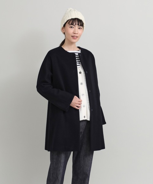 【セール】ノーカラーコート《Super110's Wool》（ノーカラーコート）｜I.T.'S international（イッツインターナショナル）