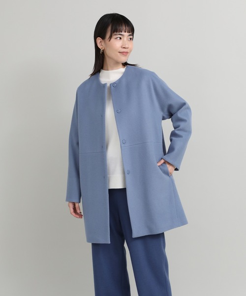 【セール】ノーカラーコート《Super110's Wool》（ノーカラーコート）｜I.T.'S international（イッツインターナショナル）