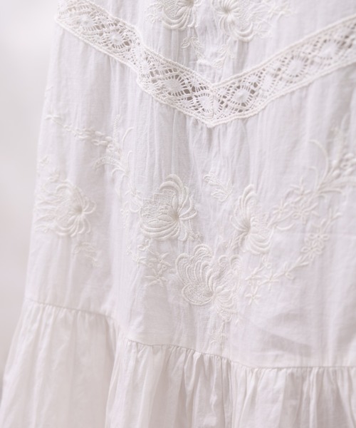 Chez toi（シェトワ）の「コットン刺繍×レーススカート（スカート・レディース・チャコールグレー/オフホワイト/カーキ・FREE）」の9枚目の写真