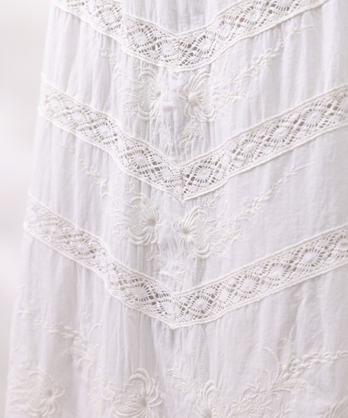 Chez toi（シェトワ）の「コットン刺繍×レーススカート（スカート・レディース・チャコールグレー/オフホワイト/カーキ・FREE）」の22枚目の写真