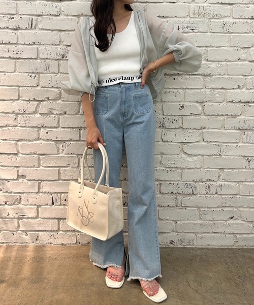 one after another NICE CLAUP(ワンアフターアナザーナイスクラップ)の「【WEB限定】トリミング刺繍トートバッグ(トートバッグ・レディース・アイボリー/ブラック/ホワイト×ブラウン・FREE)」の6枚目の写真