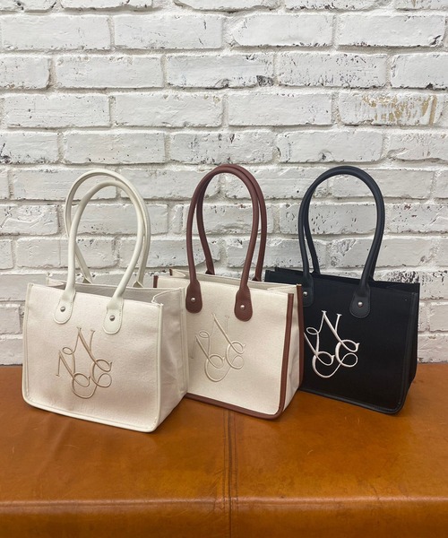 one after another NICE CLAUP(ワンアフターアナザーナイスクラップ)の「【WEB限定】トリミング刺繍トートバッグ(トートバッグ・レディース・アイボリー/ブラック/ホワイト×ブラウン・FREE)」の14枚目の写真