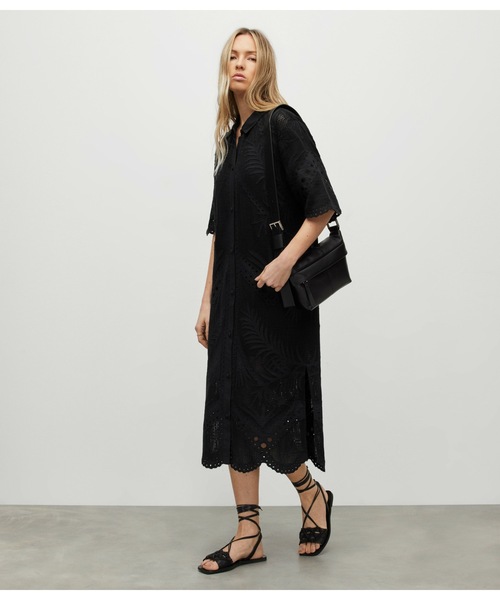 MERIA BRODERIE MIDI BUTTON SHIRT DRESS | MERIA BRODERIE ミディ ボタン シャツ ドレス・ワンピース