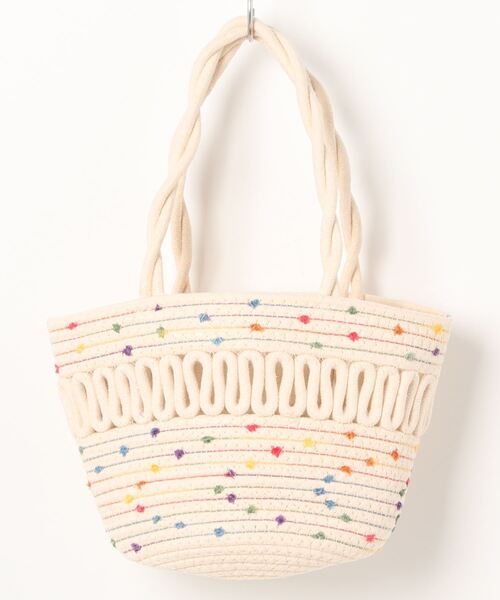 STYLEBLOCK（スタイルブロック）の「ドット編み込み風かごバッグ（かごバッグ・レディース・ベージュ・FREE）」の2枚目の写真
