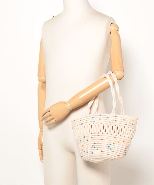 STYLEBLOCK（スタイルブロック）の「ドット編み込み風かごバッグ（かごバッグ・レディース・ベージュ・FREE）」の3枚目の写真