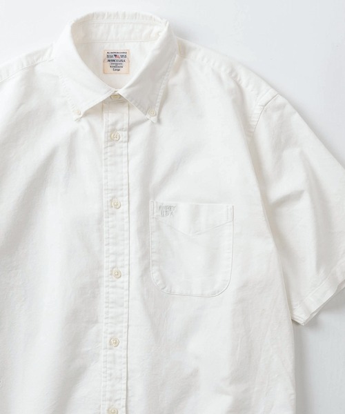 AVIREX(アヴィレックス)の「【AVIREX/アビレックス】AVIREX USA ワンポイント刺繍 オックスフォード ボタンダウン半袖シャツ/無地/ビッグシルエット(シャツ/ブラウス・メンズ・サックスブルー/ホワイト/ライトピンク・XL/M/L)」の2枚目の写真
