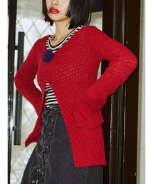 jouetie | フラワーコサージュスリットニット(ニット/セーター)