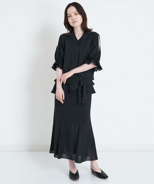 A de a.v.v（アードアー・ヴェ・ヴェ）の「オープンスリーブボウタイブラウス（シャツ/ブラウス・レディース・グリーン/サンドベージュ/ブラック・38/36）」の16枚目の写真