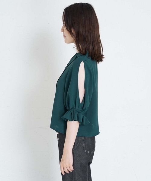 A de a.v.v（アードアー・ヴェ・ヴェ）の「オープンスリーブボウタイブラウス（シャツ/ブラウス・レディース・グリーン/サンドベージュ/ブラック・38/36）」の19枚目の写真