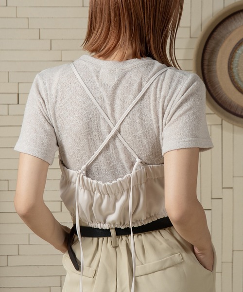 Amiur（エミレ）の「twill cross camisole bustier / ツイルクロスキャミソールビスチェ（その他トップス・レディース・アイボリー/ブラック・FREE）」の6枚目の写真