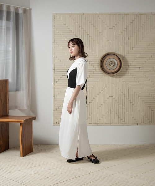 Amiur（エミレ）の「twill cross camisole bustier / ツイルクロスキャミソールビスチェ（その他トップス・レディース・アイボリー/ブラック・FREE）」の11枚目の写真