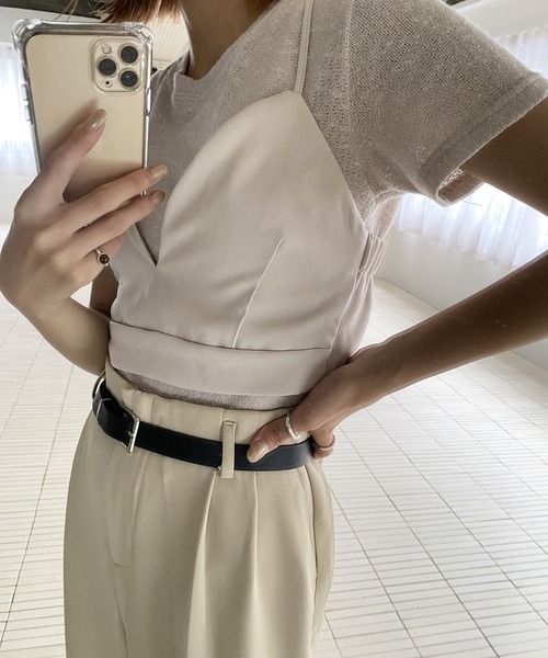 Amiur（エミレ）の「twill cross camisole bustier / ツイルクロスキャミソールビスチェ（その他トップス・レディース・アイボリー/ブラック・FREE）」の19枚目の写真