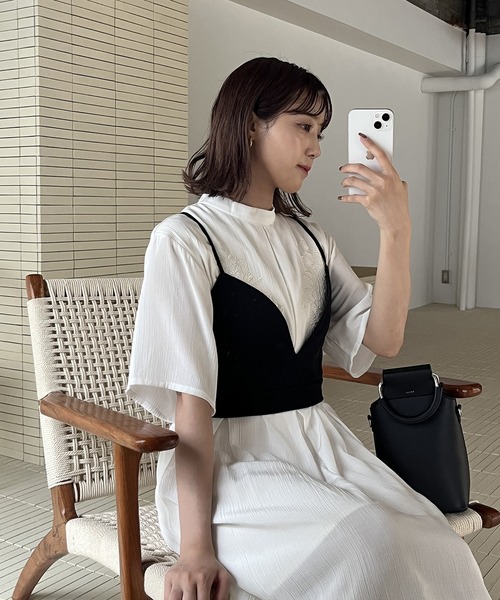 Amiur（エミレ）の「twill cross camisole bustier / ツイルクロスキャミソールビスチェ（その他トップス・レディース・アイボリー/ブラック・FREE）」の21枚目の写真