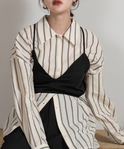 Amiur（エミレ）の「twill cross camisole bustier / ツイルクロスキャミソールビスチェ（その他トップス・レディース・アイボリー/ブラック・FREE）」の7枚目の写真