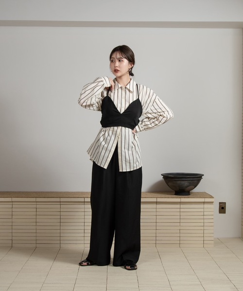 Amiur（エミレ）の「twill cross camisole bustier / ツイルクロスキャミソールビスチェ（その他トップス・レディース・アイボリー/ブラック・FREE）」の14枚目の写真