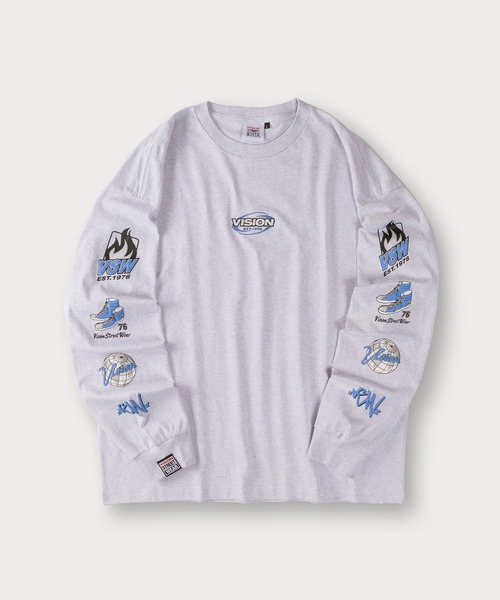 VISION STREET WEAR（ヴィジョンストリートウェア）の「【VISION STREET WEAR/ヴィジョンストリートウェア】アームロゴ発泡プリントロンT/ビッグシルエット（Tシャツ/カットソー・メンズ・ホワイト/ブラック/アッシュグレー・M/L/XL）」の5枚目の写真