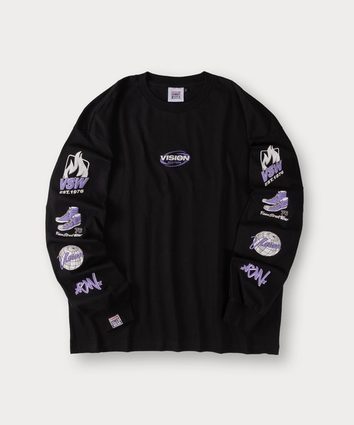 VISION STREET WEAR（ヴィジョンストリートウェア）の「【VISION STREET WEAR/ヴィジョンストリートウェア】アームロゴ発泡プリントロンT/ビッグシルエット（Tシャツ/カットソー・メンズ・ホワイト/ブラック/アッシュグレー・M/L/XL）」の6枚目の写真