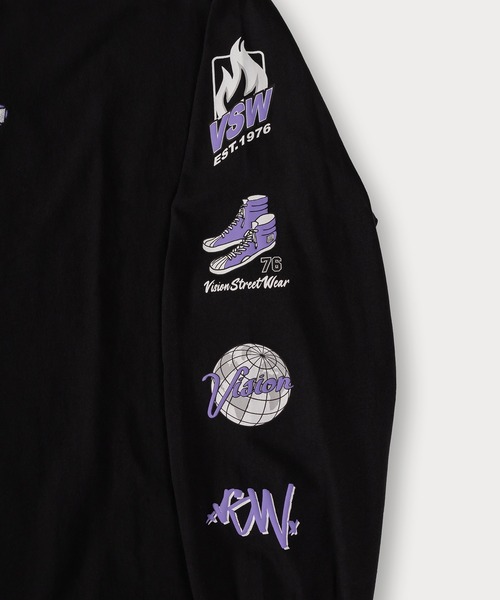 VISION STREET WEAR（ヴィジョンストリートウェア）の「【VISION STREET WEAR/ヴィジョンストリートウェア】アームロゴ発泡プリントロンT/ビッグシルエット（Tシャツ/カットソー・メンズ・ホワイト/ブラック/アッシュグレー・M/L/XL）」の10枚目の写真