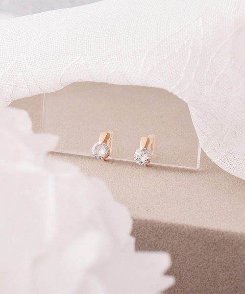 itam（アイタム）の「【itam】アイタム/ キュービックジルコニア ステンレスノンホールピアス/ 金属アレルギー対応イヤリング（イヤリング・レディース・ピンクゴールド/ゴールド/シルバー・FREE）」の3枚目の写真