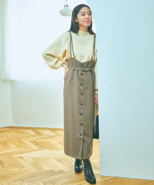 mysty woman（ミスティウーマン）の「サスツキ前ボタンスカート 978452（スカート・レディース・その他/ベージュ系その他/ブラック/ダークオレンジ/グリーン/オレンジ系その他/モカ・FREE）」の4枚目の写真