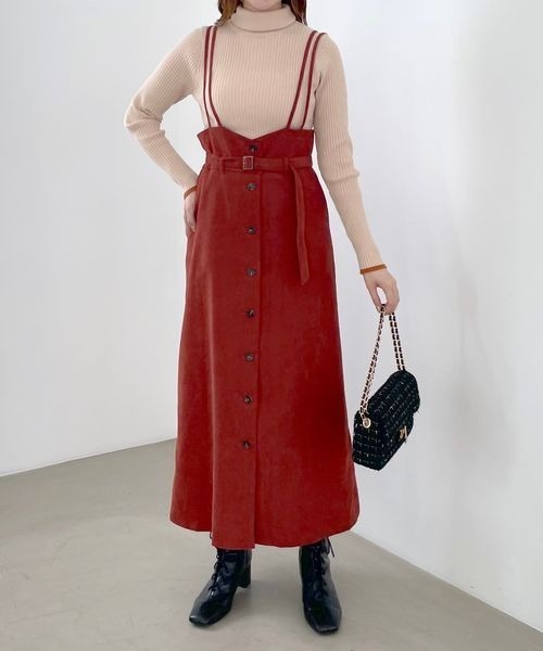 mysty woman（ミスティウーマン）の「サスツキ前ボタンスカート 978452（スカート・レディース・その他/ベージュ系その他/ブラック/ダークオレンジ/グリーン/オレンジ系その他/モカ・FREE）」の6枚目の写真