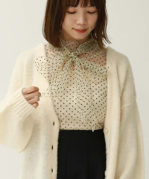 archives(アルシーヴ)の「ドットチュールボウタイTOPS(Tシャツ/カットソー・レディース・アイボリー/ベージュ/ブラック・MEDIUM)」の20枚目の写真
