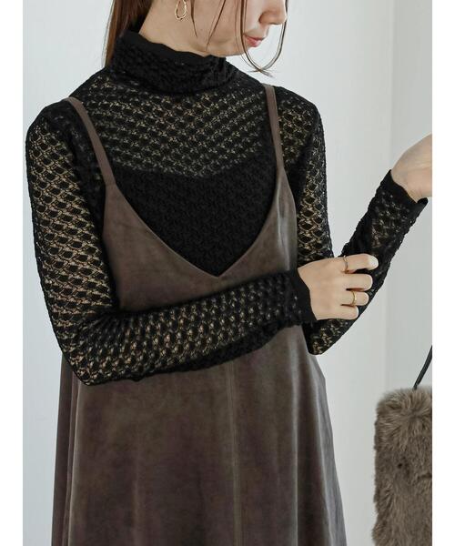 Te chichi（テチチ）の「レース柄ハイネックニット（ニット/セーター・レディース・グリーン/ブラック/オフホワイト・F）」の4枚目の写真