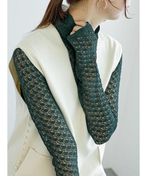 Te chichi（テチチ）の「レース柄ハイネックニット（ニット/セーター・レディース・グリーン/ブラック/オフホワイト・F）」の15枚目の写真