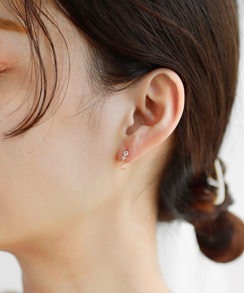 天然石×ビジューピアス[K10]（ピアス（両耳用））｜ANEMONE（アネモネ）