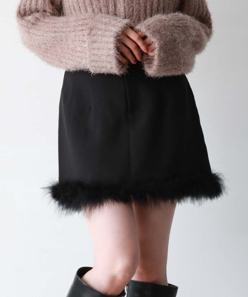 archives（アルシーヴ）の「裾ファー台形ミニスカート（スカート