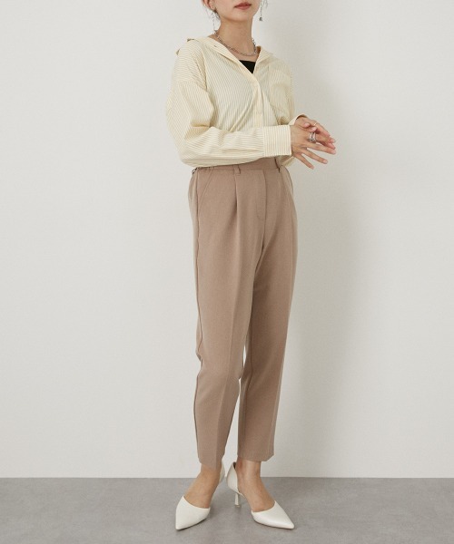 Petitjo(プッチージョ)の「小さいサイズ きれい見えテーパードパンツ 選べるレングス(ベルトループ有)低身長さん・小柄女性(スラックス・レディース・ブラック/ブラウン系その他/ベージュ/グリーン系/ネイビー・PS2/PL2/PSS2/PM2/PSS1/PS1/PM1/PL1)」の13枚目の写真