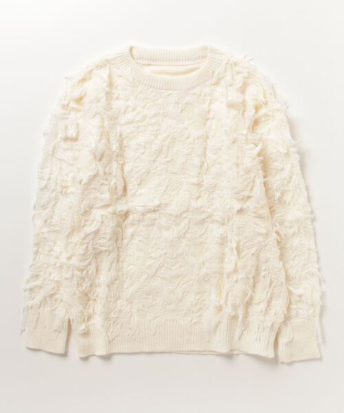 VeLV（ヴェルヴ）の「FRINGE KNIT フリンジニット（ニット/セーター・レディース・ブラック/ホワイト・FREE）」の7枚目の写真