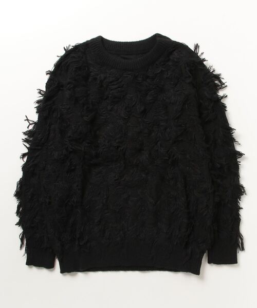 VeLV（ヴェルヴ）の「FRINGE KNIT フリンジニット（ニット/セーター・レディース・ブラック/ホワイト・FREE）」の6枚目の写真