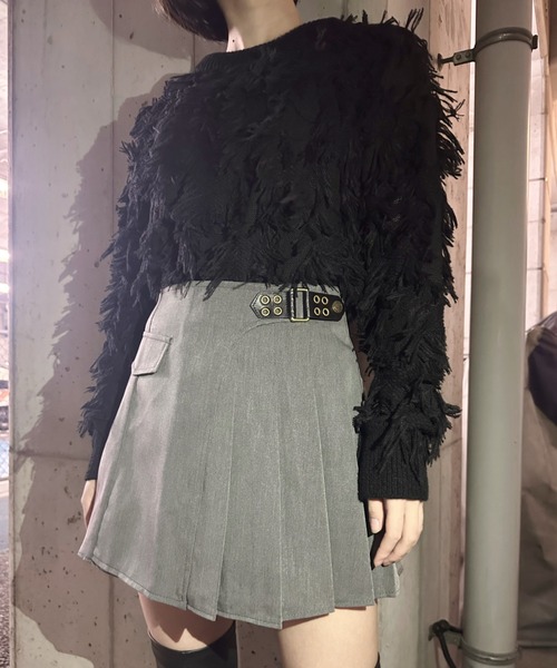 VeLV（ヴェルヴ）の「FRINGE KNIT フリンジニット（ニット/セーター・レディース・ブラック/ホワイト・FREE）」の20枚目の写真